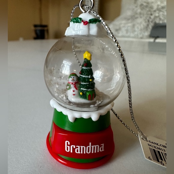 Grandma/Grandpa set Snow Globe Snowman Personalized Mini Christmas Ornaments. - Picture 5 of 8